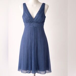 Laundry By Shelli Segal Blue Silk Chiffon Midi Dress